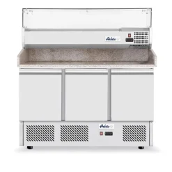 Hendi Arktic Pizzawerkbank met 3 deuren en koelvitrine 380+40L