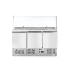 Hot Hendi Arktic Saladette met 3 deuren en glazen vitrine 380L