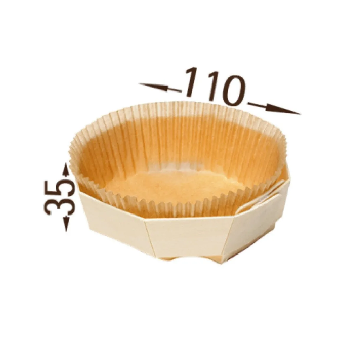 Hot Overig Bakvorm Hout Achthoek 11x3,5cm + Bakpapier (per stuk)