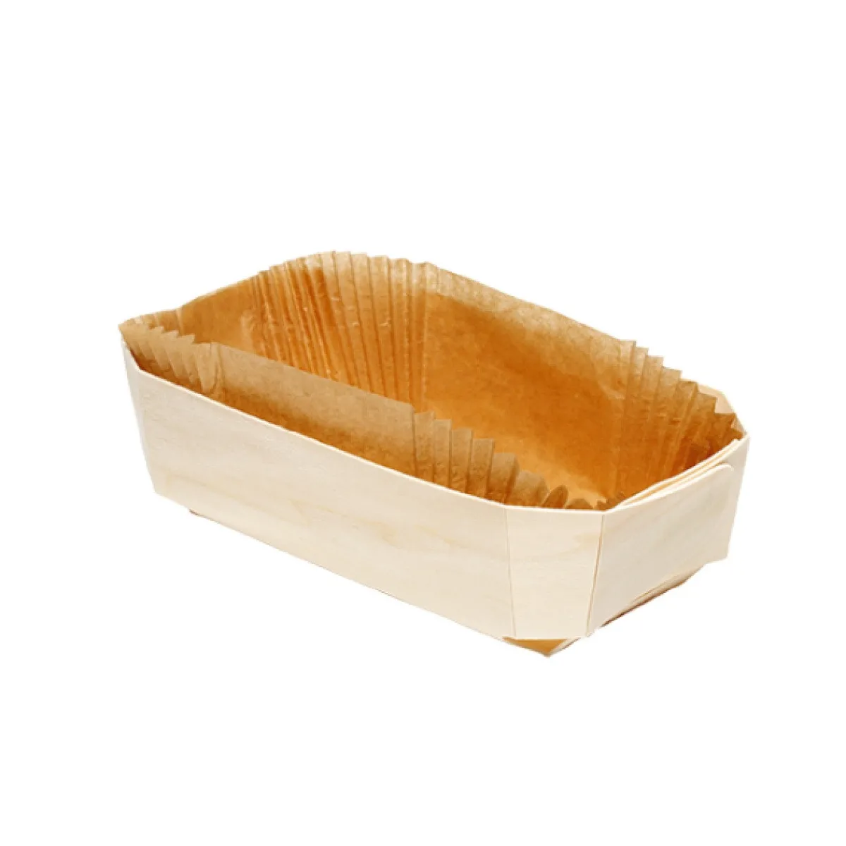 Discount Overig Bakvorm Hout Rechthoek 20,5x11x6cm + Bakpapier (per stuk)
