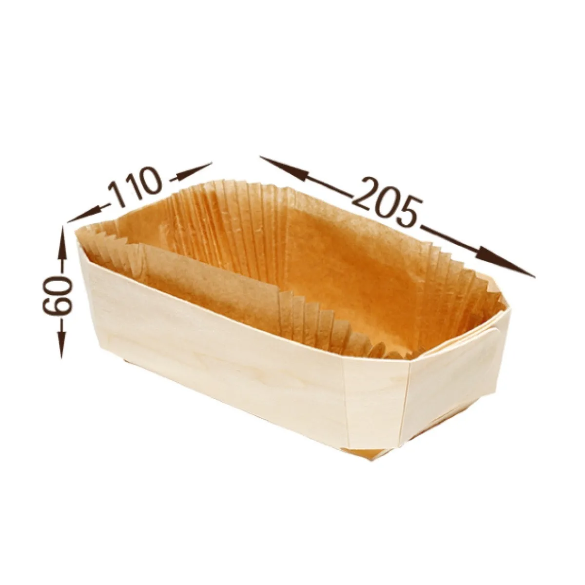 Discount Overig Bakvorm Hout Rechthoek 20,5x11x6cm + Bakpapier (per stuk)
