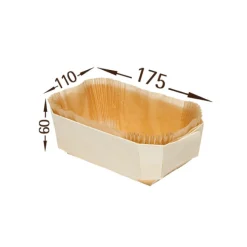 Discount Overig Bakvorm Hout Rechthoek 17,5x11x6cm + Bakpapier (per stuk)