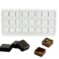 Discount Chocolate World Bonbonvorm Vierkante Schelp (24x) 27x12mm**