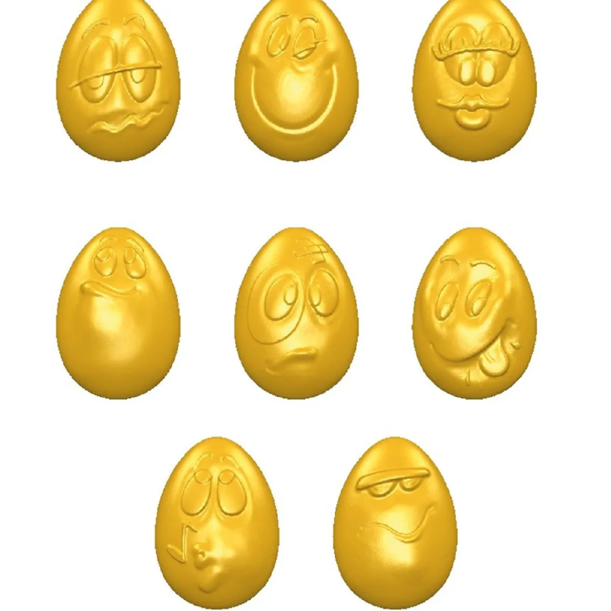 Hot Chocolate World Bonbonvorm Smiley Eitjes (24x) 33x23x12mm