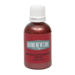 Clearance BrandNewCake Metallic Food Paint Rood met Kwastje 60g