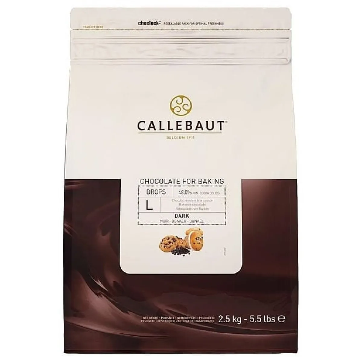 Sale Callebaut Bakvaste Chocolade Druppels L Puur 2,5 kg.