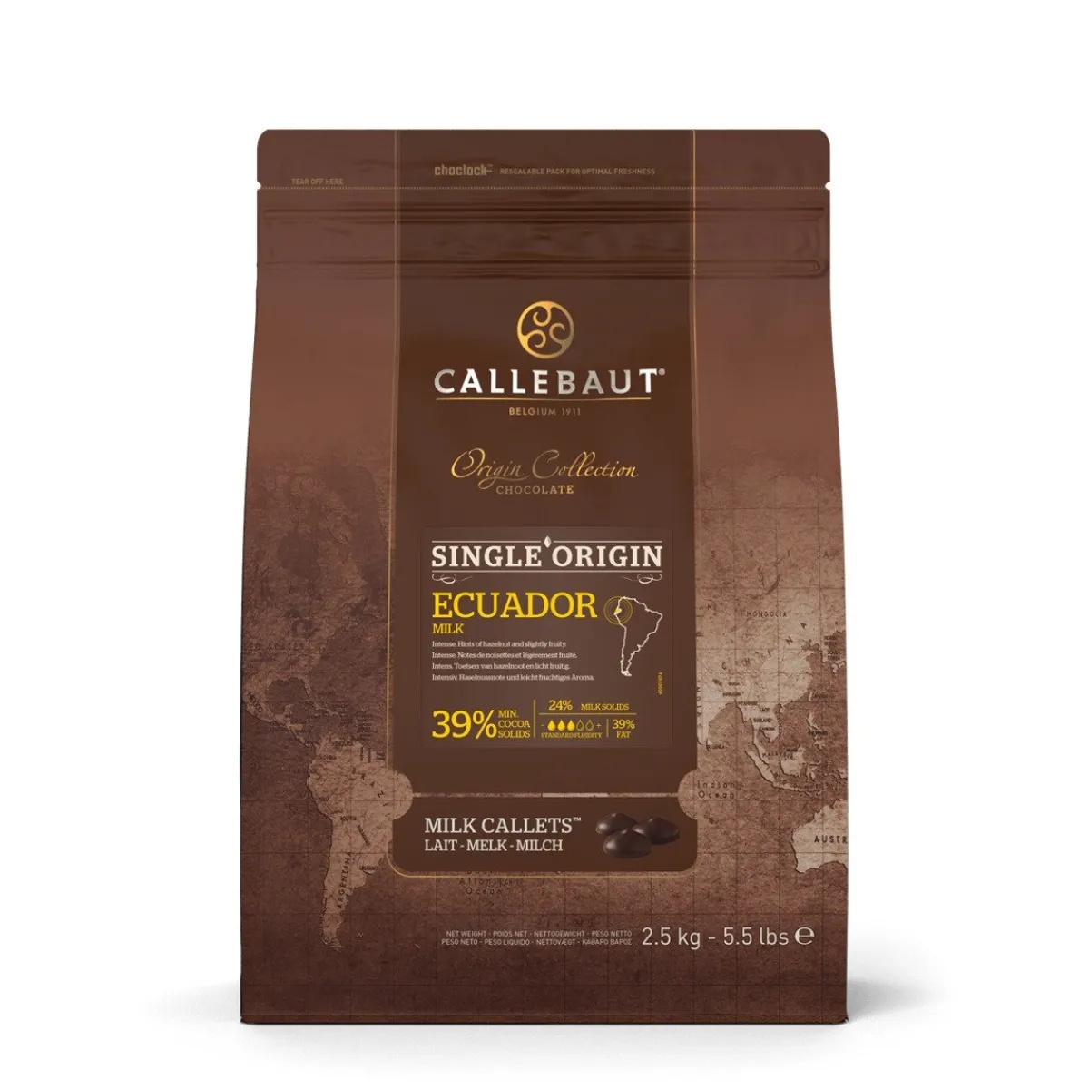 Outlet Callebaut Chocolade Callets Melk Arriba Ecuador (39%) 2,5kg