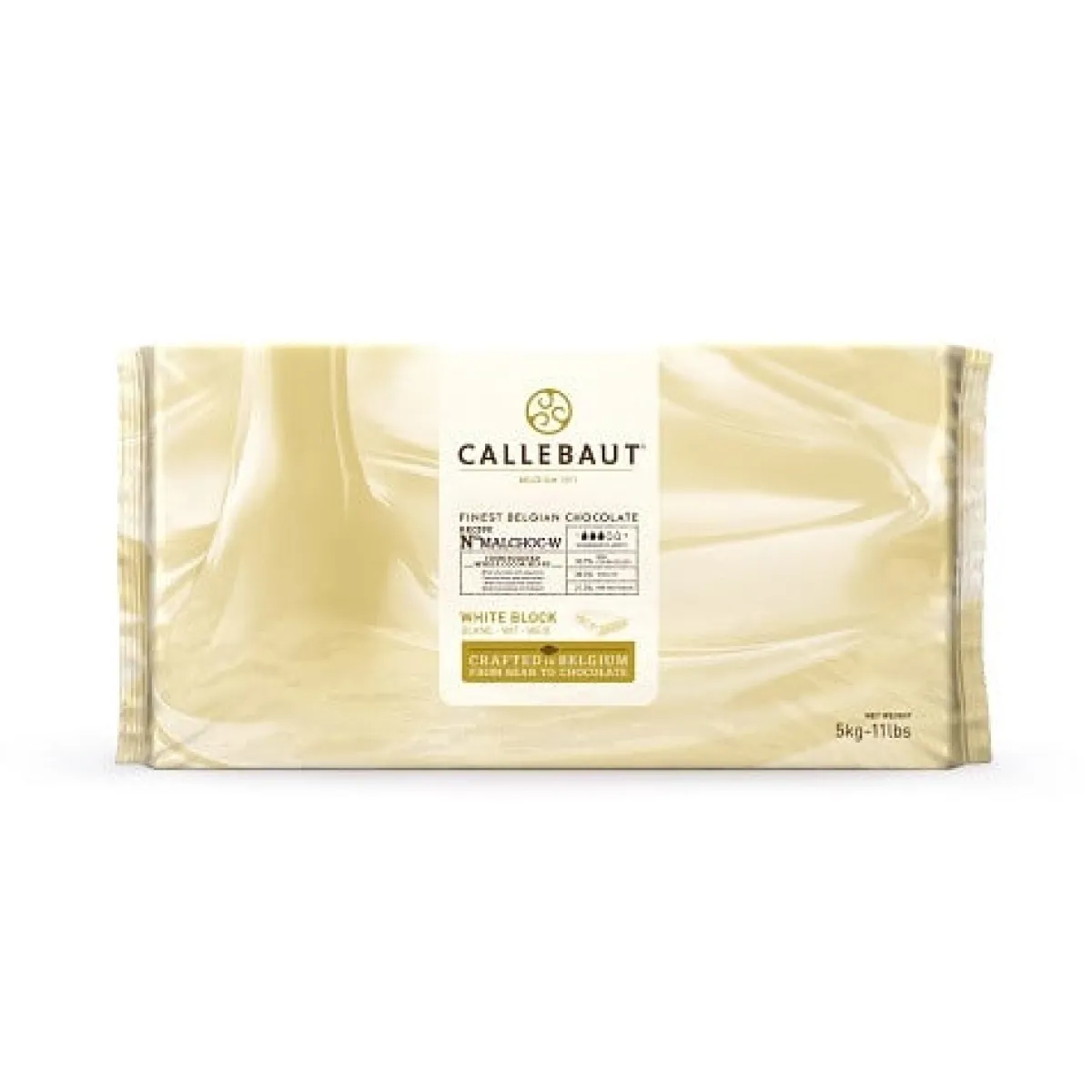 Hot Callebaut Chocoladeblok Wit 5kg (zonder suiker)