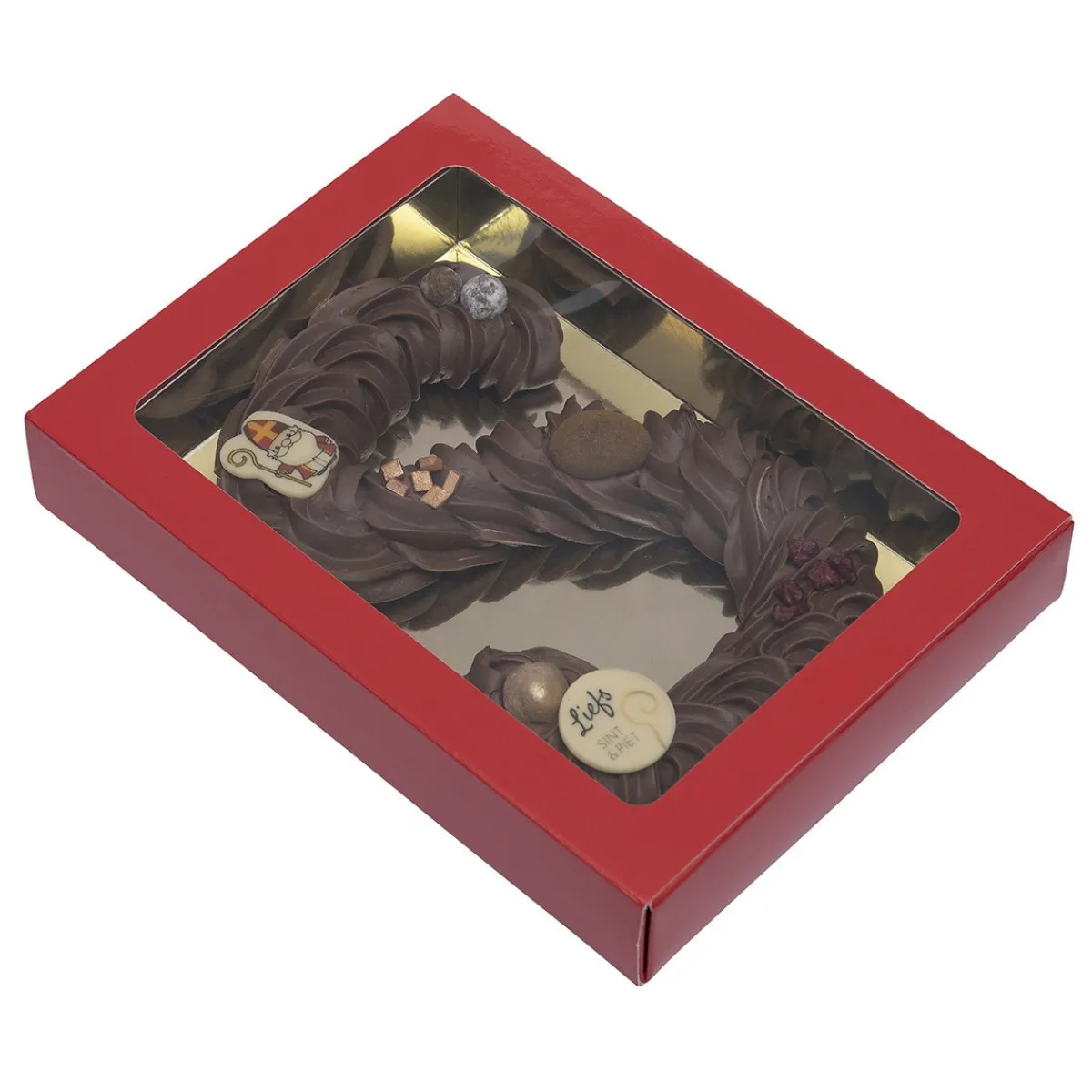 Online BrandNewCake Chocoladeletterdoos GK7 Rood / Goud 3st