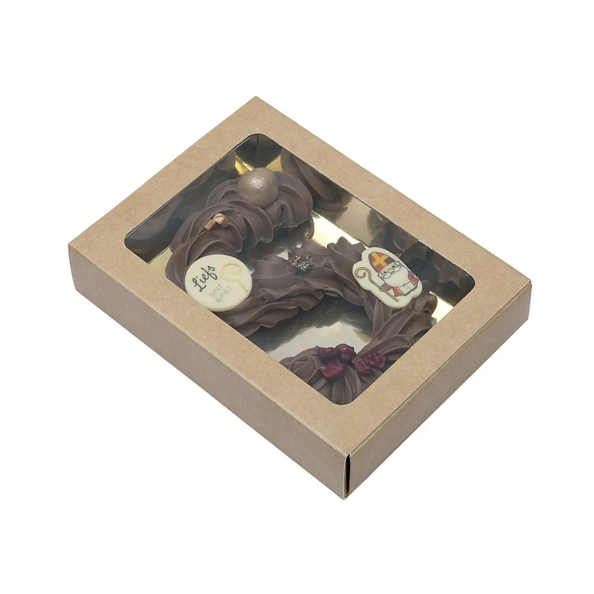 Best BrandNewCake Chocoladeletterdoos Klein GK1 Kraft / Goud 3st