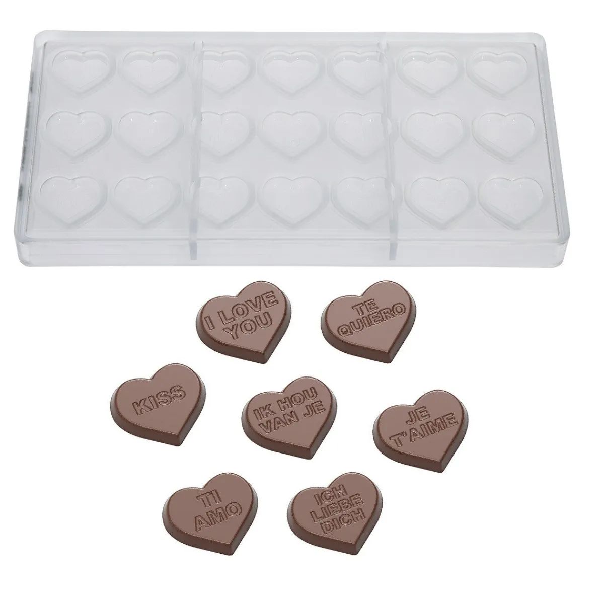 Outlet Chocolate World Chocolademal Hartjes Figuren (21x) 30x26x7mm