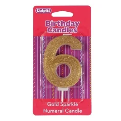 Hot Culpitt Cijferkaars #6 Goud met Glitter