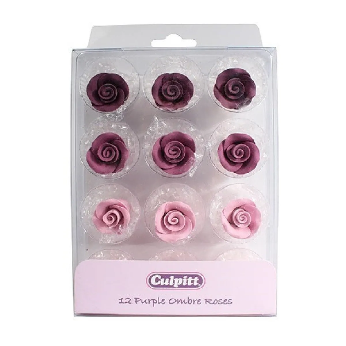 New Culpitt Suikerdecoratie Rozen Ombré Paars 12st.