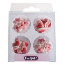 Best Culpitt Suikerdecoratie roze minihartjes en bloemen, 24st