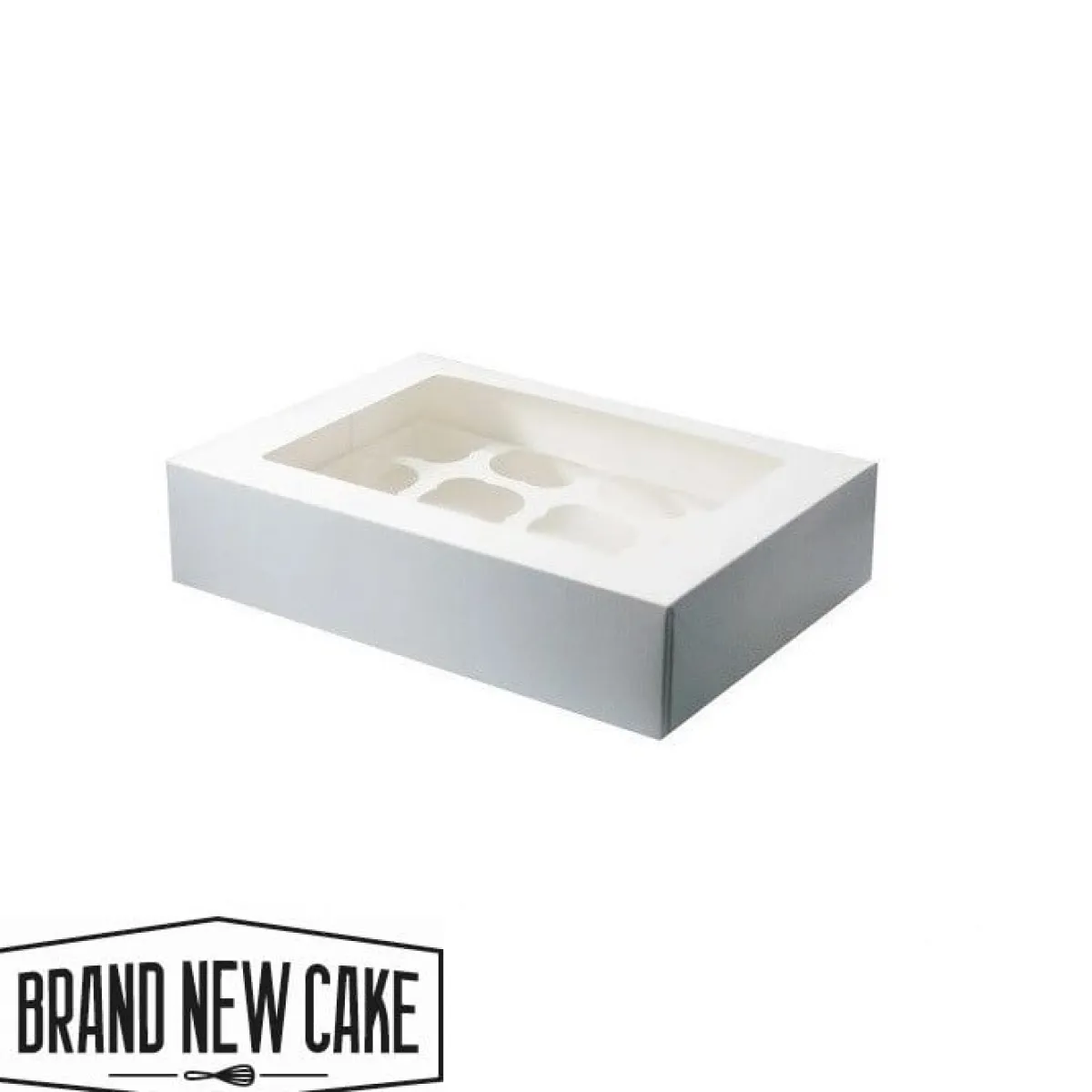 Online BrandNewCake Cupcake Doosje 12 Wit (incl. tray met venster) 25st.