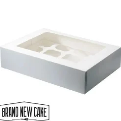 Discount BrandNewCake Cupcake Doosje 12 Wit (incl. tray met venster) 3st.