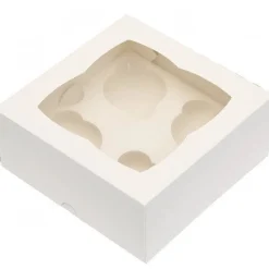 Outlet BrandNewCake Cupcake Doosje 4 Wit (incl. tray met venster) 25st.