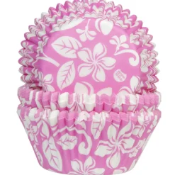 Sale House of Marie Cupcake Vormpjes HoM Aloha Bloem Roze 50x33mm. 50st.