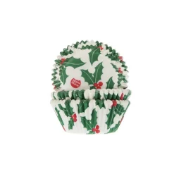 Best House of Marie Cupcake Vormpjes HoM Hulstblad met bes 50x33mm. 50st.