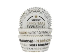 Discount House of Marie Cupcake Vormpjes HoM Merry Christmas Zwart/Goud 50x33mm 50st