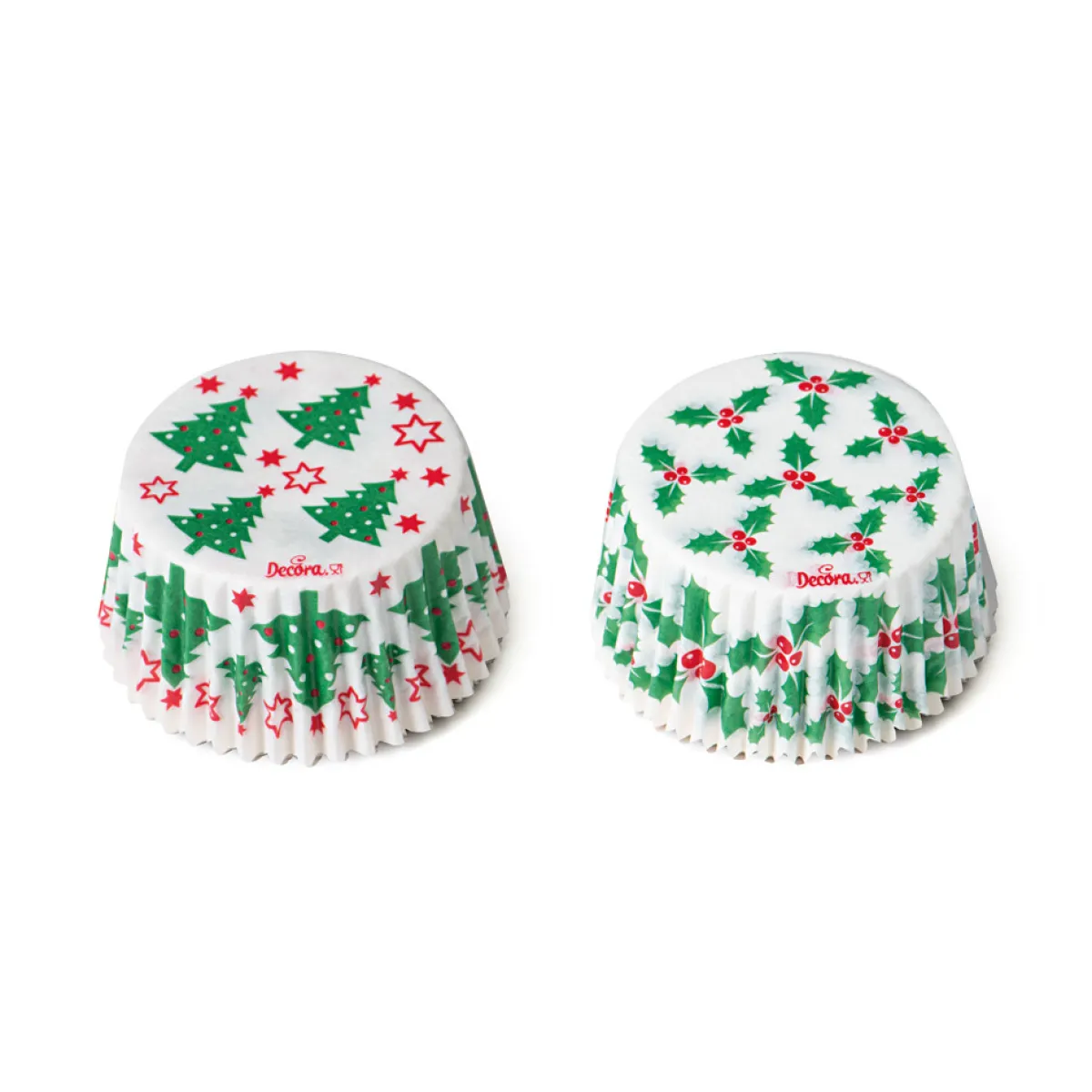Online Decora Cupcake Vormpjes Kerstboom & Hulst Ø50x32(h) mm 36 stuks