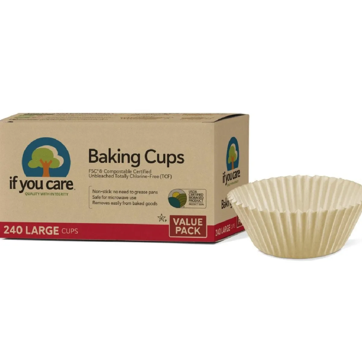 Outlet If You Care Cupcake Vormpjes Kraft Ongebleekt 50x35mm 240st.