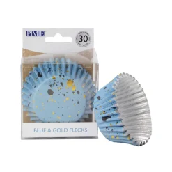 Best PME Cupcake Vormpjes Blauw met Goud 30 stuks