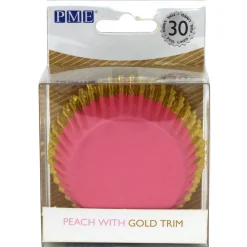 New PME Cupcake Vormpjes Roze met Gouden Rand 30 stuks