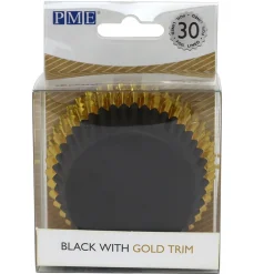 Best PME Cupcake Vormpjes Zwart met Gouden Rand 30 stuks