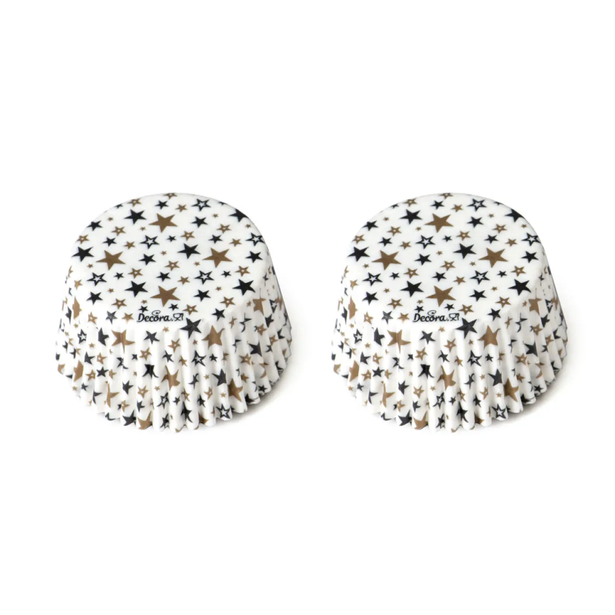 Decora Cupcake Vormpjes Sterren Goud/Zwart Ø50x32(h) mm 36 stuks