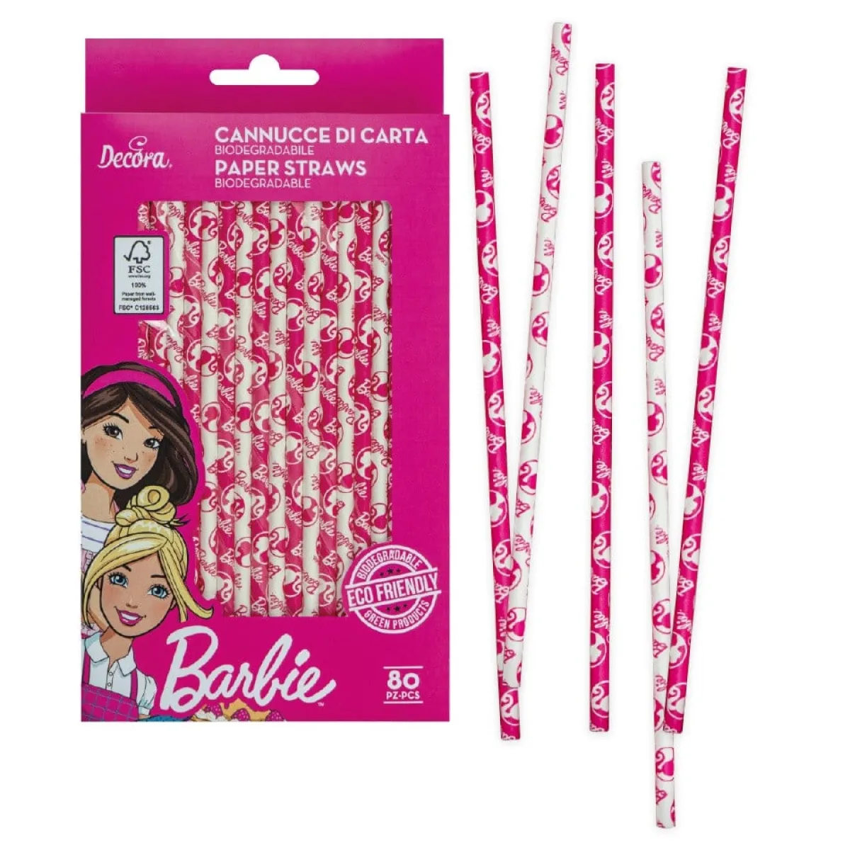 Sale Decora Drinkrietjes Papier Barbie 80st.