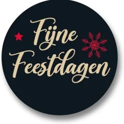 New Etiket 'Fijne Feestdagen' Zwart Ø50mm (500st)**