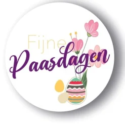New Overig Etiket 'Fijne Paasdagen' Wit Ø50mm (500st)