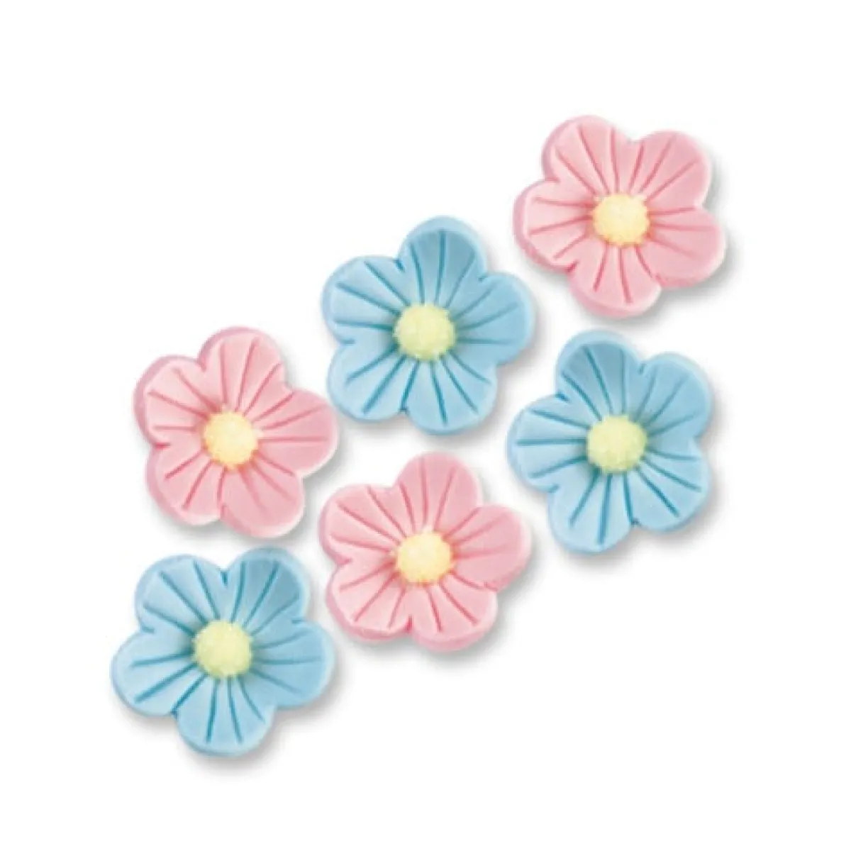 Outlet Günthart Suikerdecoratie Bloemen Blauw/Roze 96st.