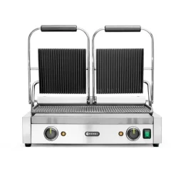 Clearance Hendi Contactgrill - dubbele versie Geheel geribd