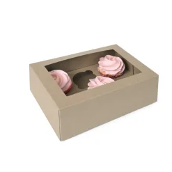 Best House of Marie HoM Cupcake Doosje 6 Kraft (incl. tray met venster) 100st.