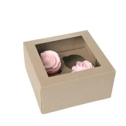 Sale House of Marie HoM Cupcake Doosje 4 Kraft (incl. tray met venster) 100st.