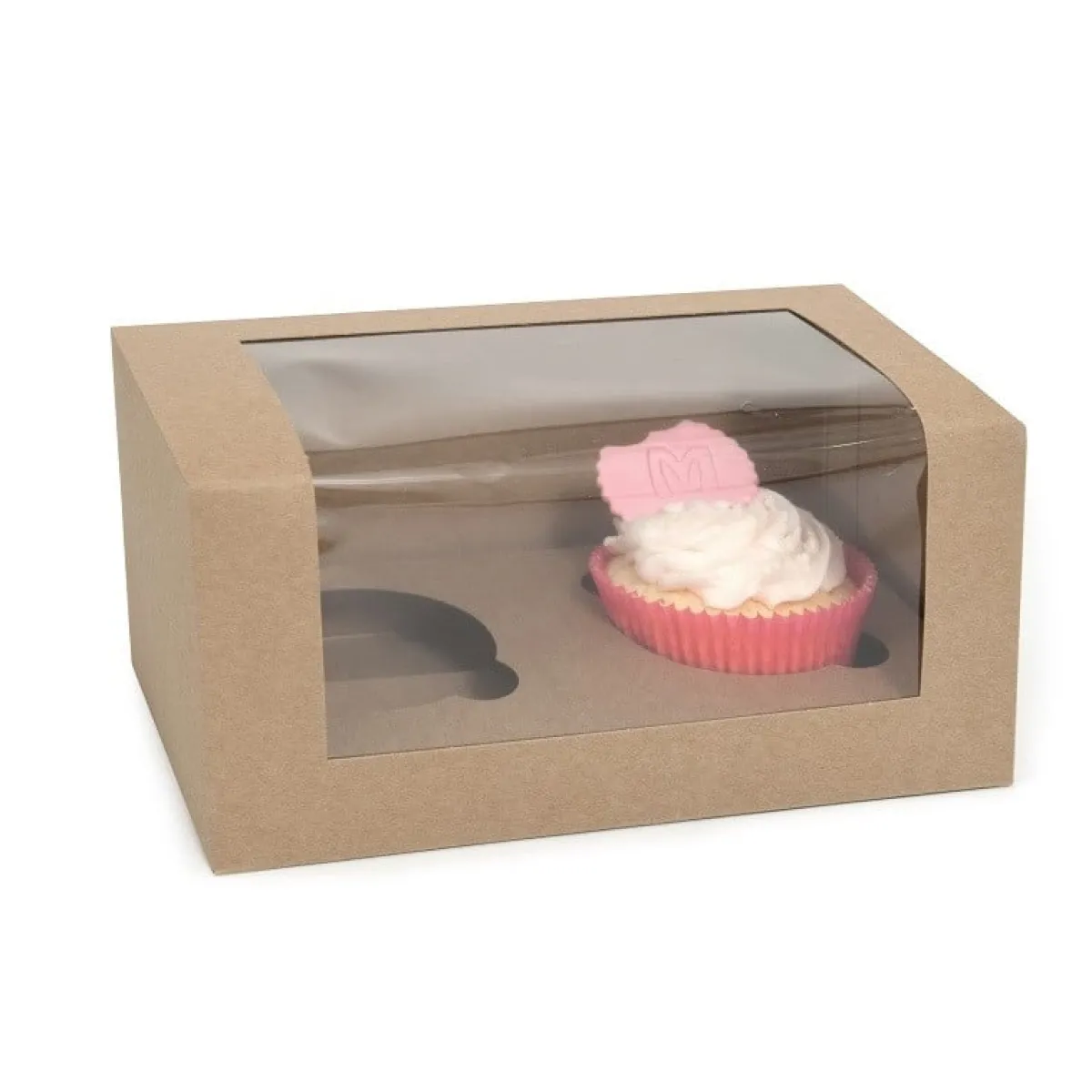 House of Marie HoM Cupcake Doosje 2 Kraft (incl. tray met venster) 100st.