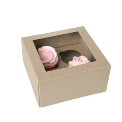 Hot House of Marie HoM Cupcake Doosje 4 Kraft (incl. tray met venster) 2st.