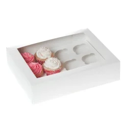New House of Marie HoM Cupcake Doosje 12 Wit (incl. tray met venster) 2st.