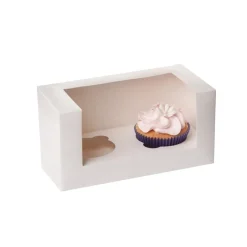 Hot House of Marie HoM Cupcake Doosje 2 Wit (incl. tray met venster) 3st.