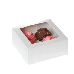 House of Marie HoM Cupcake Doosje 4 Wit (incl. tray met venster) 100st