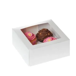 Discount House of Marie HoM Cupcake Doosje 4 Wit (incl. tray met venster) 2st.