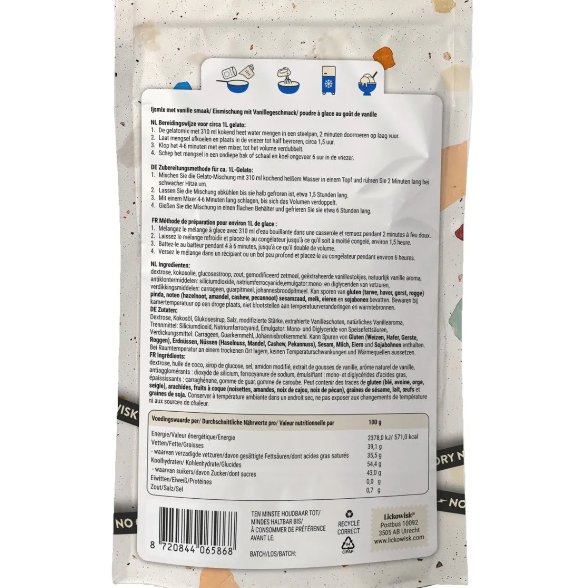 Overig Lickowisk IJsmix Vanille 250g (zonder ijsmachine)