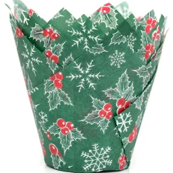 New House of Marie Muffin Cups HoM Tulp Hulstblaadjes Kerst 36st.