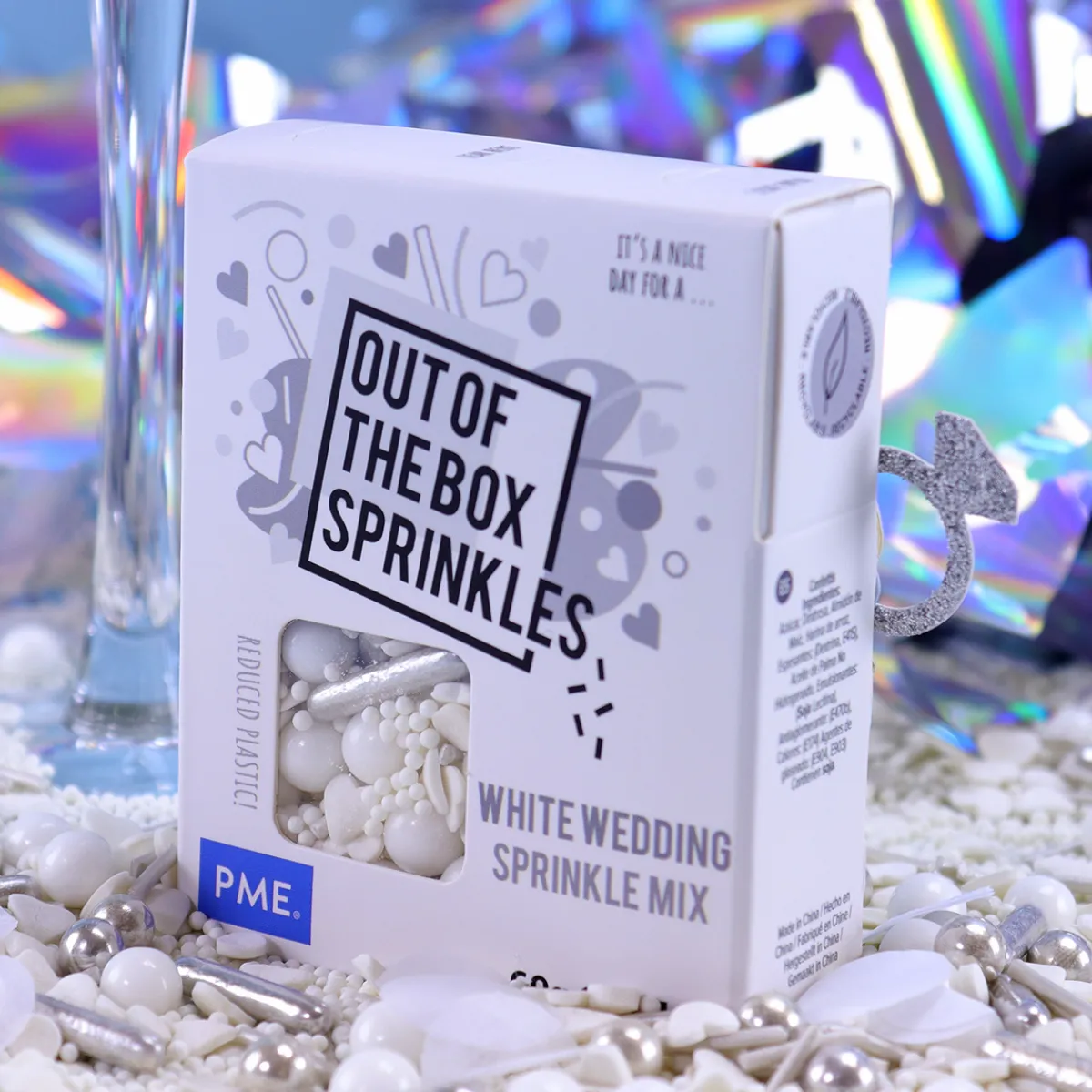 New PME Bruiloft Wit Sprinkle Mix (Out of the Box) 60g