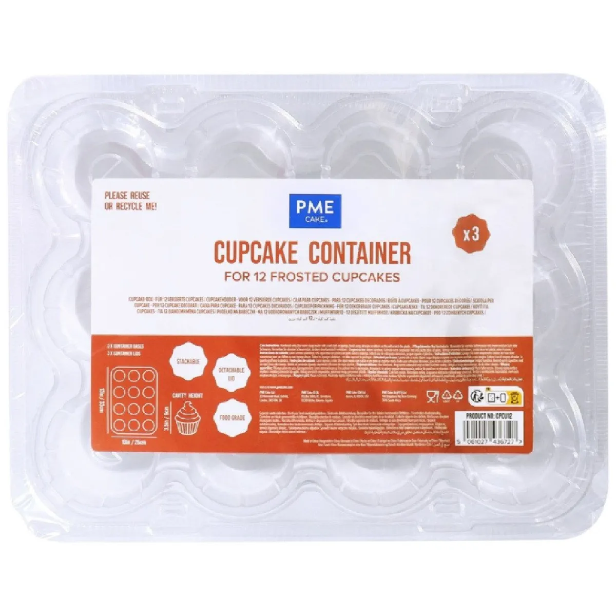 Hot PME Plastic Cupcakehouders (12) Set/3