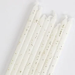 Clearance PME Taartkaarsjes Glitter Wit Extra Lang (15cm) Set/16