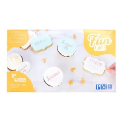 New PME Tekst Stempelset Cupcake/Cookie Fun Fonts - Collectie 2