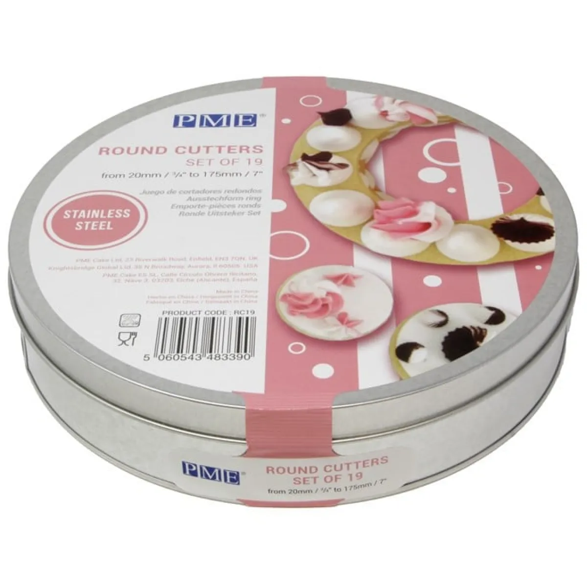 New PME Uitstekers Rond Glad RVS 19-delig